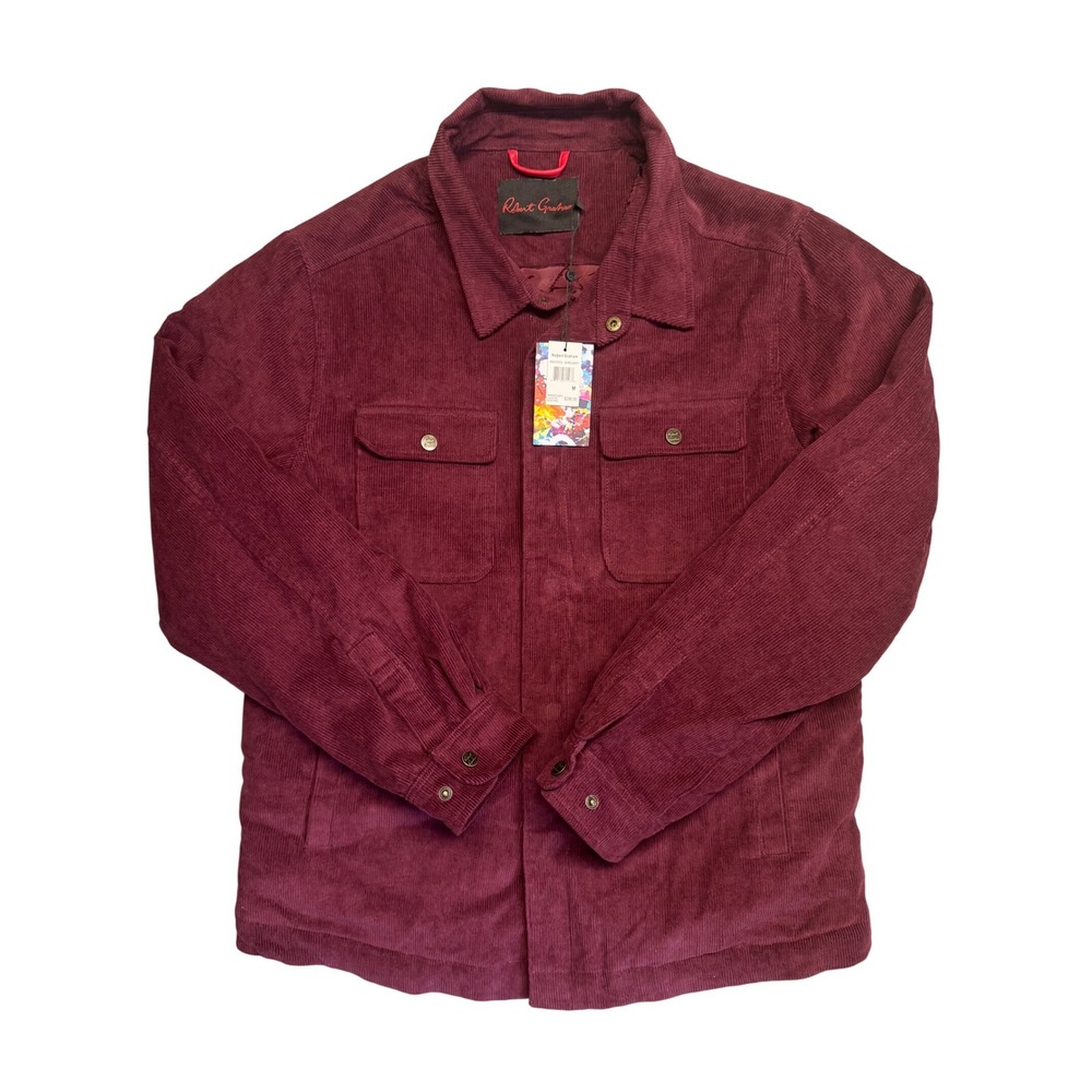 Robert Graham Mens Burgundy Corduroy Quilted Lining Shirt Jacket RGF21R12 Size M